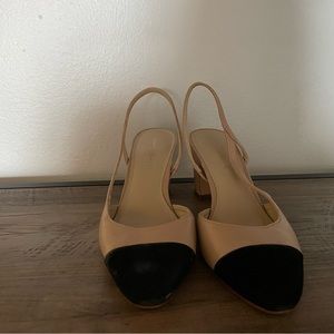 Marc Fisher two toned block heel sling backs